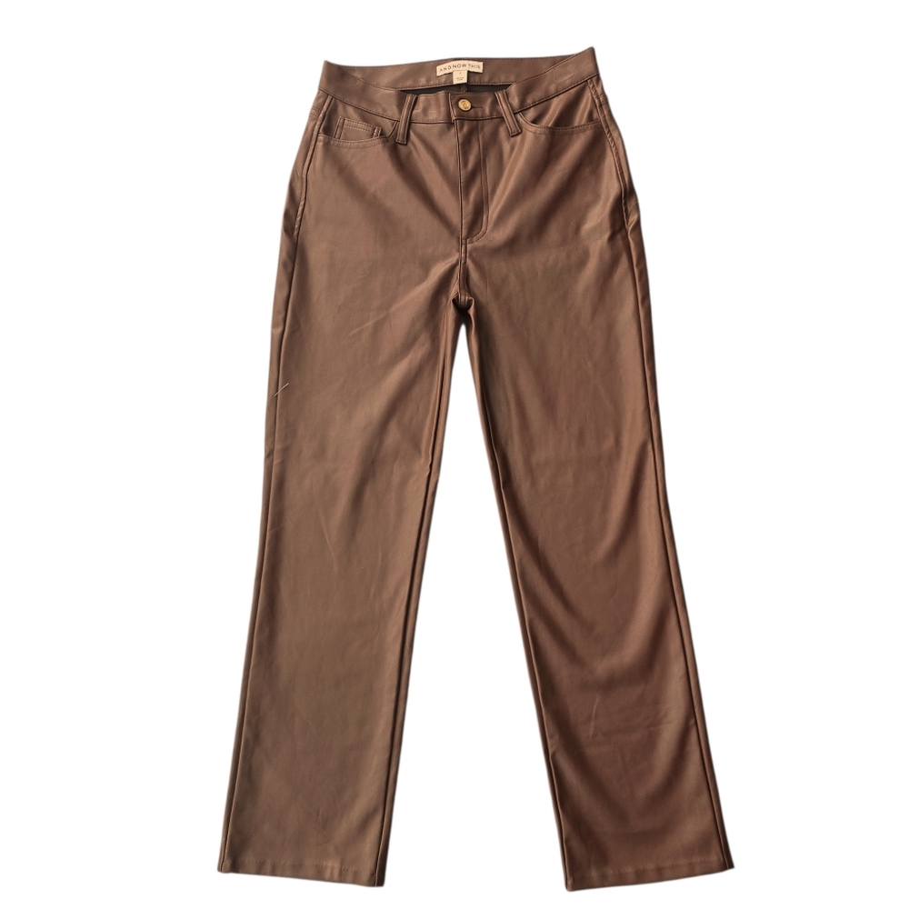 Vegan Leather‎ Brown Straight Leg Pants Size 2